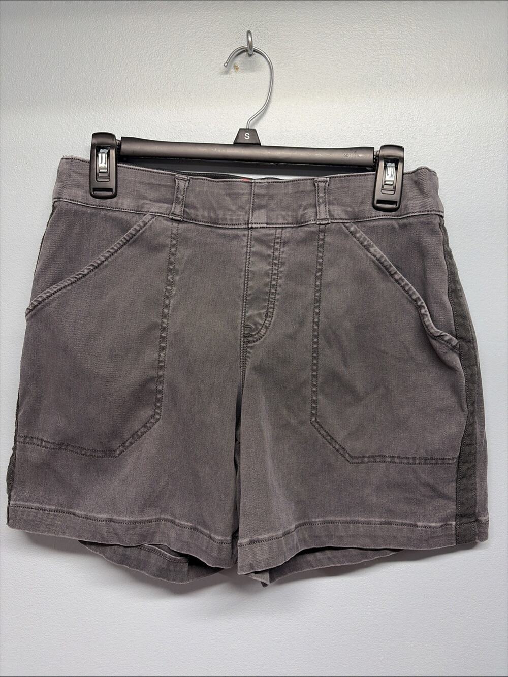 SPANX STRETCH 5.5” TWILL SHORTS Dark Gray Pull On Slimming Casual Medium